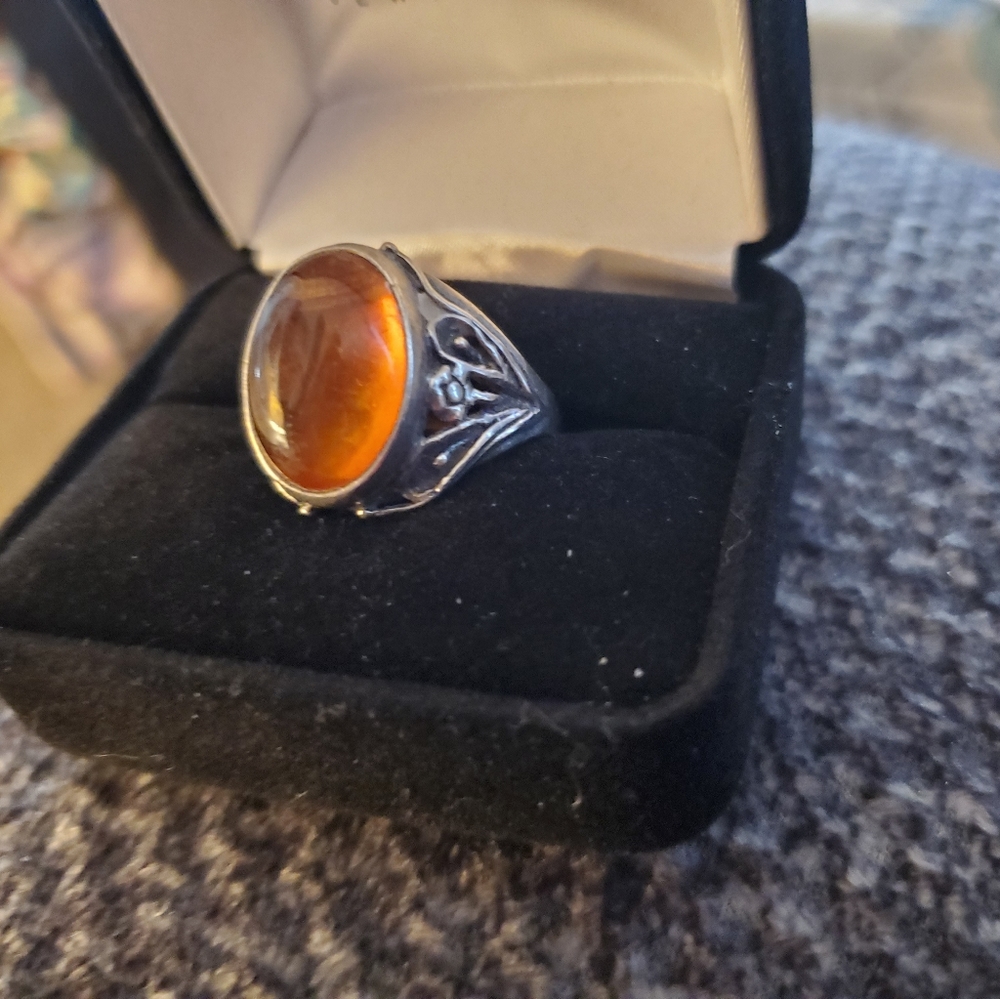 Sterling silver Amber ring size 8